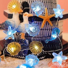 Ocean Series Tricolor LED String Lights Seahorse Conch Starfish Shell Mixed
