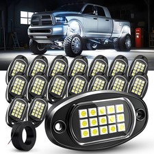 16 Pods Pure White LED Rock Lights, Underglow Under Car Truck Lights Waterproof
