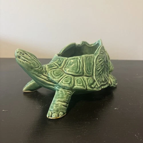 McCoy USA Vintage 1940's Jade Green Turtle planter