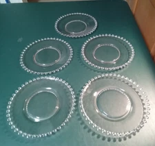 Imperial Candlewick Elegant Clear Glass 8-1/4" Plates Vintage Set of 5