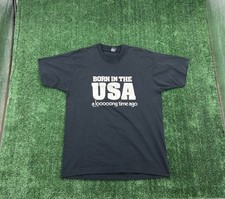 Vintage Born in the USA a Long Time Ago T Shirt Mens XL Black Tee Made In USA