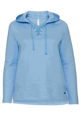 sheego Damen Pullover Damenpullover Freizeit Mode Fashion Hoodie Blau 124967