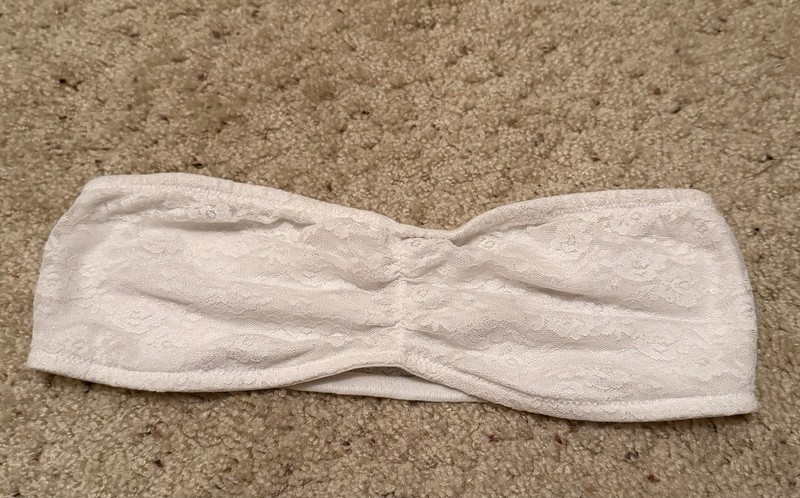 Victoria’s Secret PINK Lace Bandeau Bra Strapless Wireless Small White