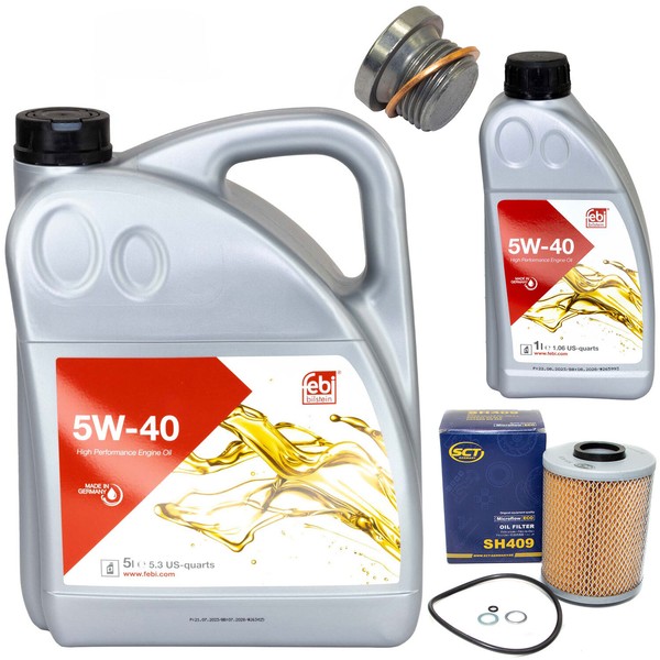 MotoröL Set 5W-40 6 Liter + ÖLfilter SH 409 + Schraube FüR BMW 3Er Z3 M3 3.2 E36-image