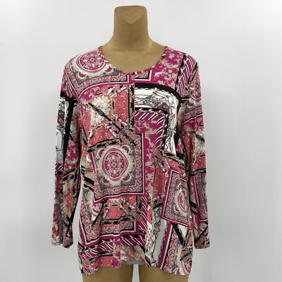 Rabe EU 50 18/20 1X Pink Cotton Stretch 3/4 Sleeve Wrinkle Resistant Top Womens