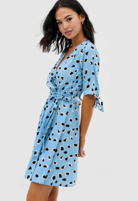 blue abstract mini dress Blue Swirl Print Mini Dress main image 0