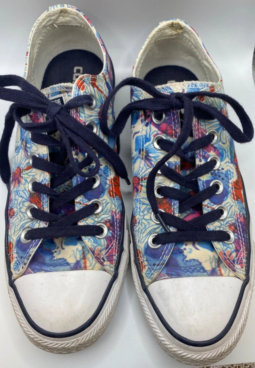 Converse Chuck Taylor Women&#039;s Sz 7 Sneakers Blue Floral Print Shoes | eBay