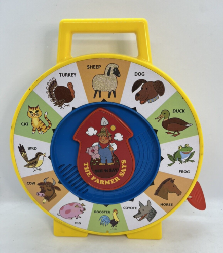 Fisher Price klassischer Bauer gelb sagt See 'n Say Spielzeug für Kinder kostenloser Versand - Bild 1 von 3
