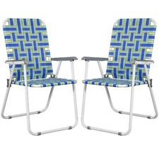 2 Pack Patio Folding Lawn Chairs Beach Chairs Outdoor Webbed Chair w/Steel Frame