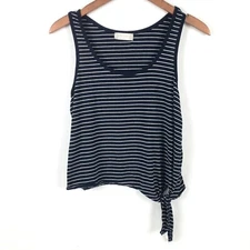 Altar’d State Top Small Blue White Striped Sleeveless Tie Front Rayon Flowy Crop