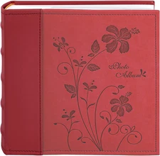 Golden State Art Photo Album Holds 4X6 200 Horizontal Pictures with Memo Space, 