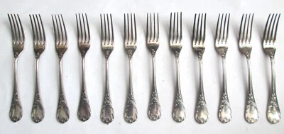 Vtg Christofle 12 x Dessert Fork Set MARLY Silverplate Stainless Shell Flatware - Bild 1 von 4