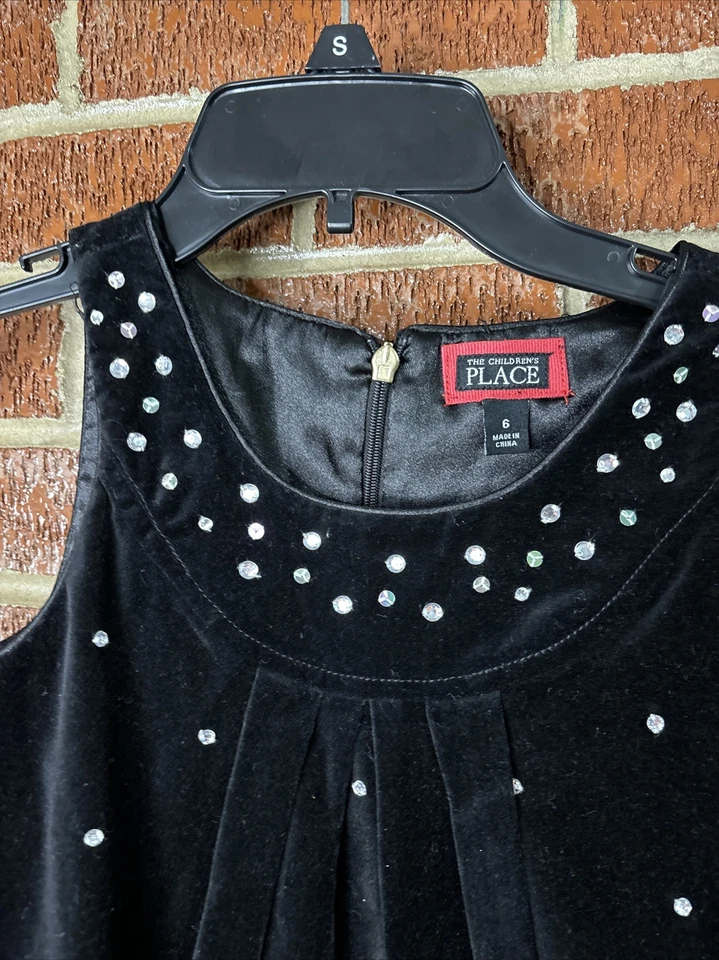 Vestido Children’s Place Niñas Terciopelo Estrás Negro 6 Foto 2 de 4