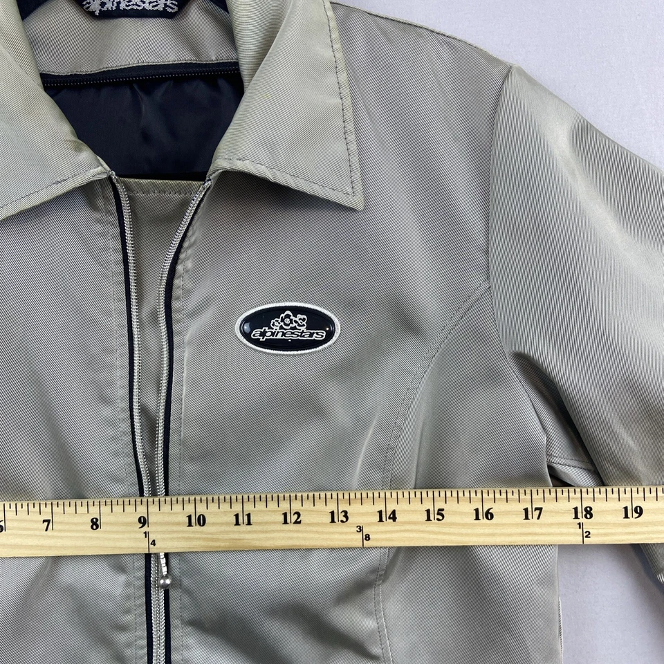 Chaqueta Alpinestars Vintage Para Mujer Pequeña Motocicleta Bombardero Plateada Cremallera Completa Motociclista Foto 4 de 4
