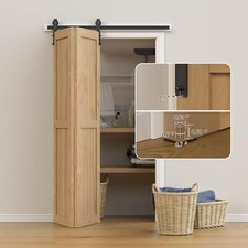36'' Bifolding Sliding Barn Door Hardware Kit Combination Track- Smooth Quiet