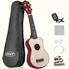 21 inch Ukulele for Beginners with Nylon String Tuner Strap Pick for Kids Adults
