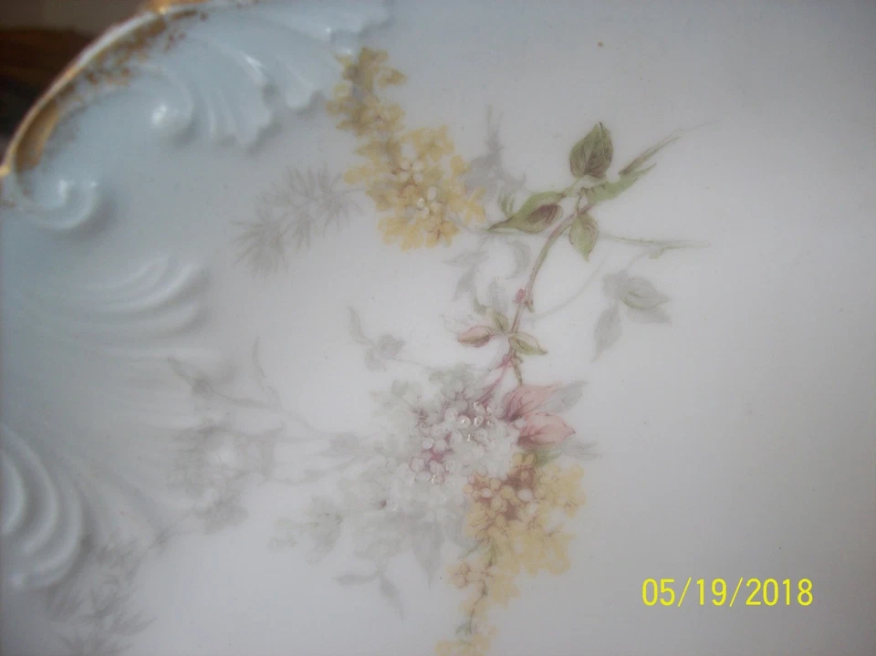 Plato grande antiguo de porcelana floral de porcelana France Limoges CFH GDM Foto 3 de 4
