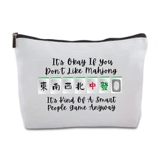 Funny Mahjong Zipper Makeup Bag Travel Cosmetic Bag Mahjong Lover Gift Gambli...