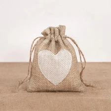 50pcs Burlap Drawstring Bags Jute Candy Gift Jewelry Pouch Wedding Favors Decor