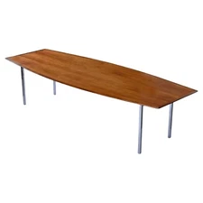 Restored Florence Knoll Large Walnut Chrome Conference Knoll International