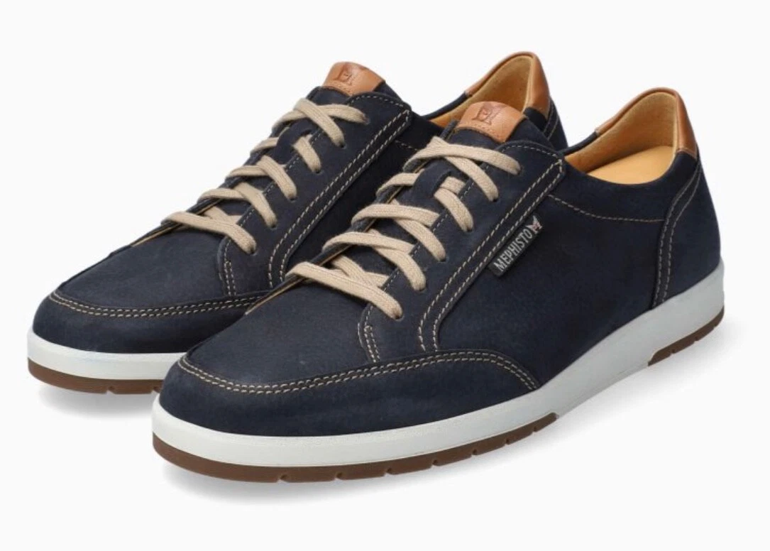 MEPHISTO LUDO MENS SHOES 11.5 US Casual Sneakers Blue Leather