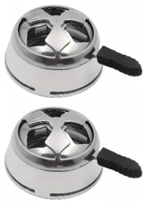 2Pcs Hookah Premium Carbon Rack Bowl w/Metal Cover & Heat Management