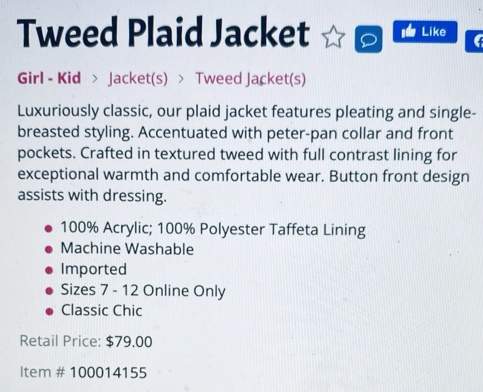 Janie & Jack Niñas 12-18 Meses Clásico Chic Línea Tweed Chaqueta y Falda a Cuadros Foto 4 de 4