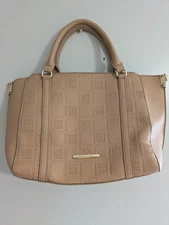 Steve Madden Merit Logo Monogram Satchel Hand Bag Camel