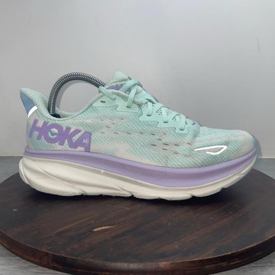 Hoka One One Clifton 9 Shoes Womens 8.5D Wide Blue Running Athletic Sneakers