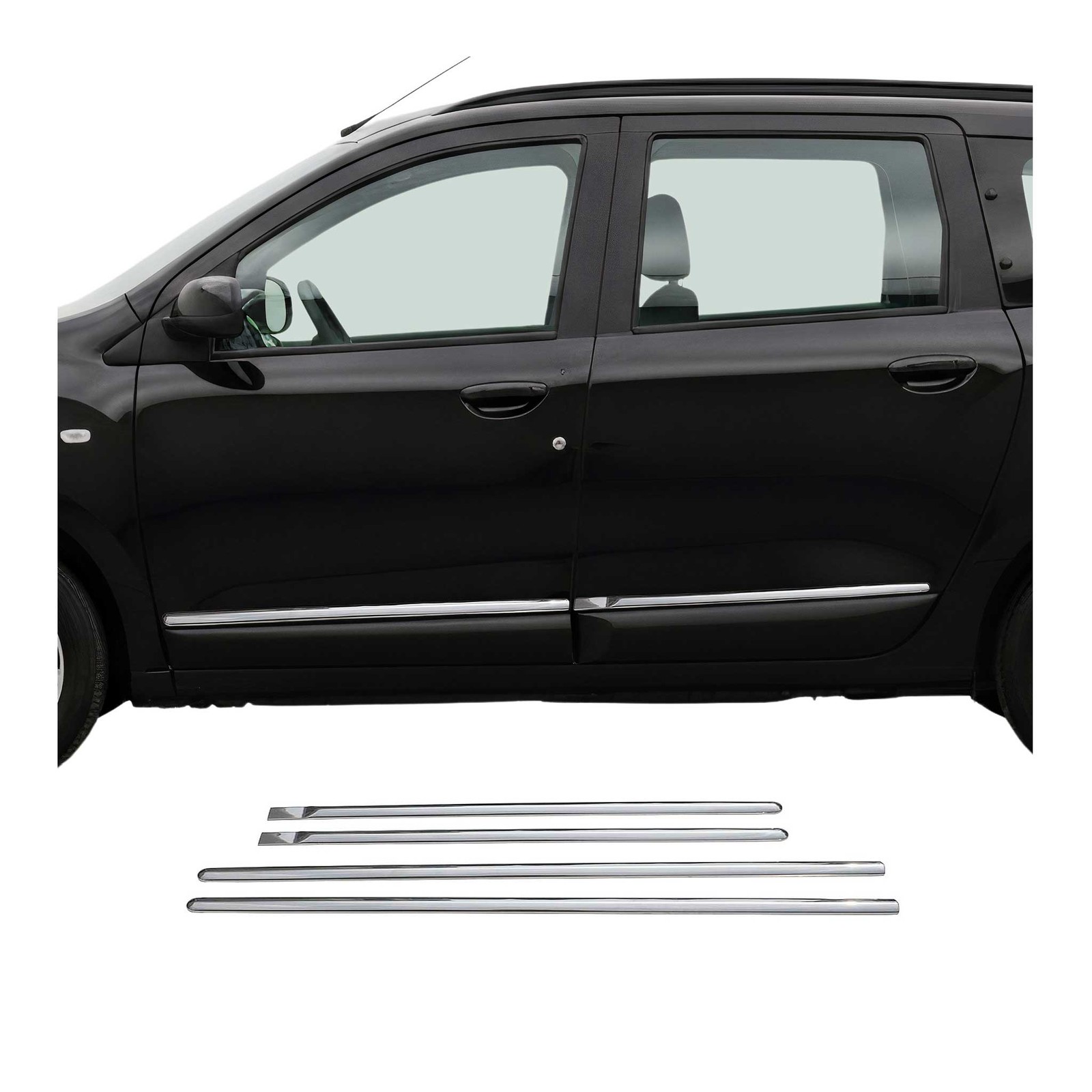 Baguette de porte Dacia Lodgy chromée en acier inox brillant de qualité supérieure