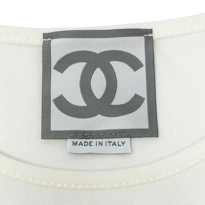 CHANEL Sport Vintage 06P Logo Mademoiselle T-shirt Top #38 Cream