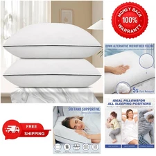 Hypoallergenic Down Alternative Pillows – 2 Pack Standard Size, Machine Washable