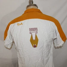 Vtg 1960s Mens Sz M Yellow Chain Stitch Bowling Shirt Loop Collar Rockabilly B