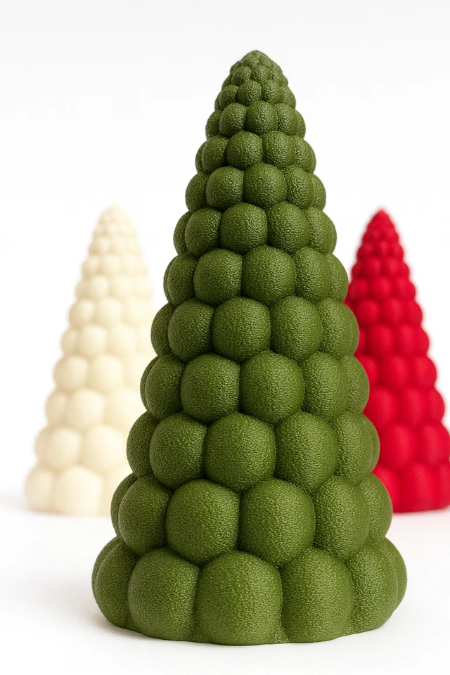 Minimalist Christmas Trees Set of 3 – Red Green White – 15cm Holiday - Image 4 of 4