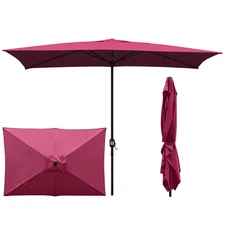 10x6.5ft Rectangular Crank Patio Umbrella Market Outdoor Waterproof 6 Rib Steel