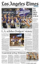 LOS ANGELES TIMES NOV 3 2025 DODGERS WIN WORLD SERIES CHAMPS BACK 2 BACK