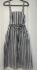 J. Crew Thomas Mason Sz 6 Striped Apron Tie Pockets Midi Shirt Dress NWT $178