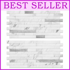 Easy DIY White Marble Peel and Stick Backsplash - 20 Sheets