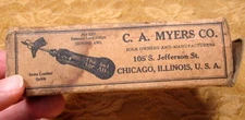 antique C. A. MEYERS leather sewing AWL in box w/needles