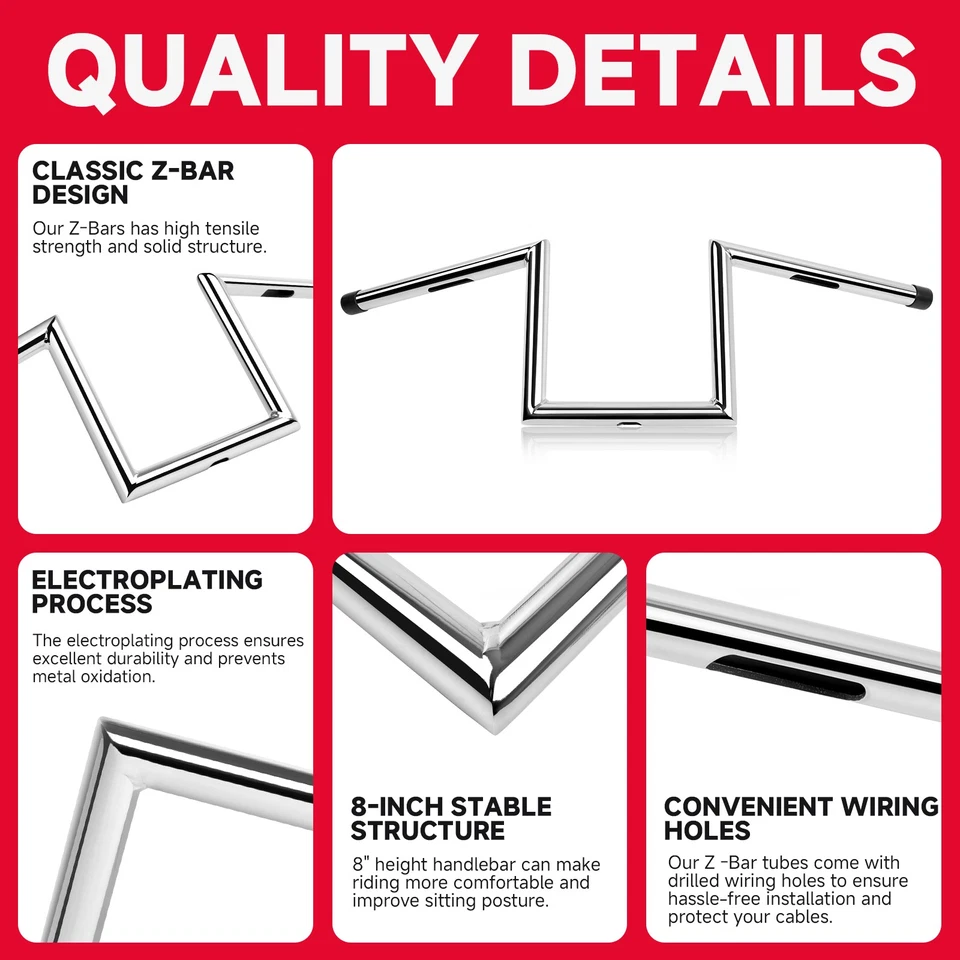 Manillar de suspensión de 8" Rise Z-Bars de 1" para Suzuki Savage 650 LS650 Intruder 750 800 Foto 3 de 4