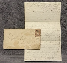 1864 Civil War Era Letter & Cover Cayuga Co NY to Dufersville PA 3¢ Washington S