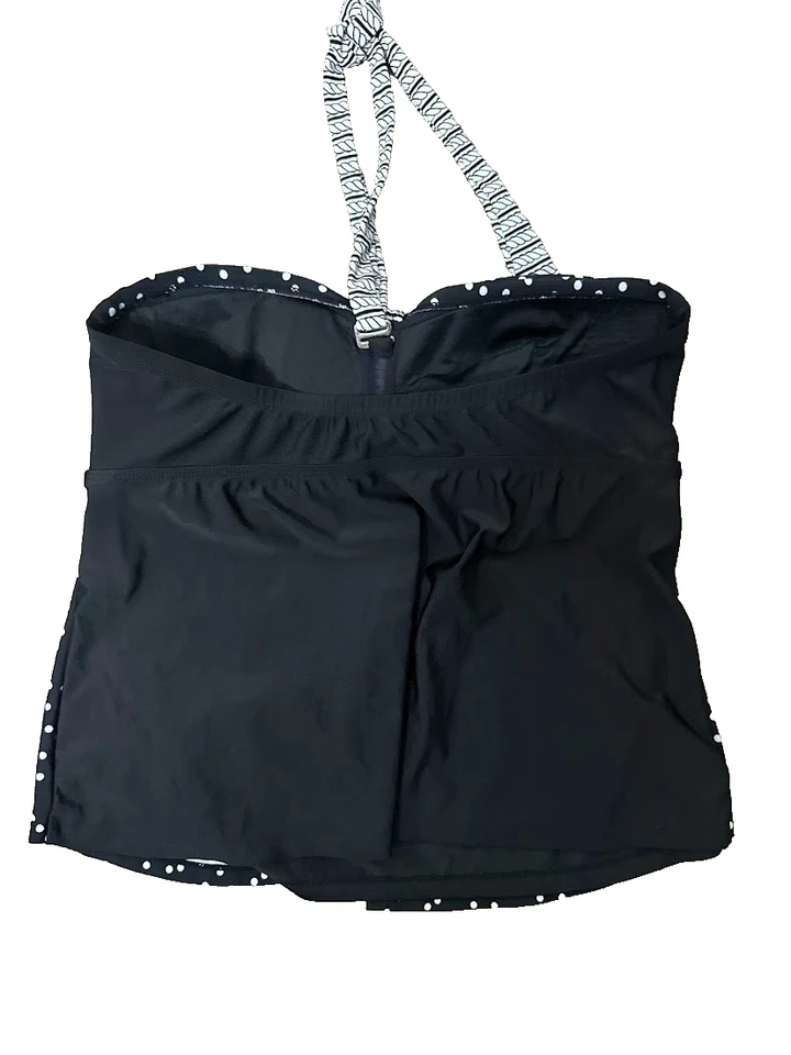 Топ купальный женский Tropical Escape 10 в горошек черный галстук без бретелек с бретелью через шею с подкладкой - Изображение 3 из 4