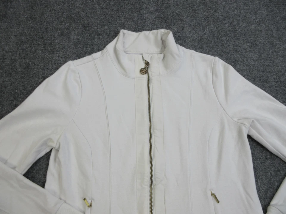 Chaqueta de lujo Lilly Pulitzer para mujer pequeña blanca con cremallera frontal ropa deportiva atlética Foto 3 de 4