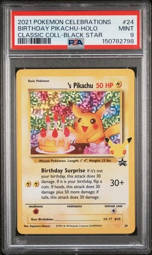 2021 POKEMON CELEBRATIONS CLASSIC COLLECTION #24 BIRTHDAY PIKACHU-HOLO PSA 9