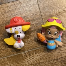 Lot 2 Bubble Guppies Bath Water Pool Rubber 3" Toys Figures Bubble Puppy Molly