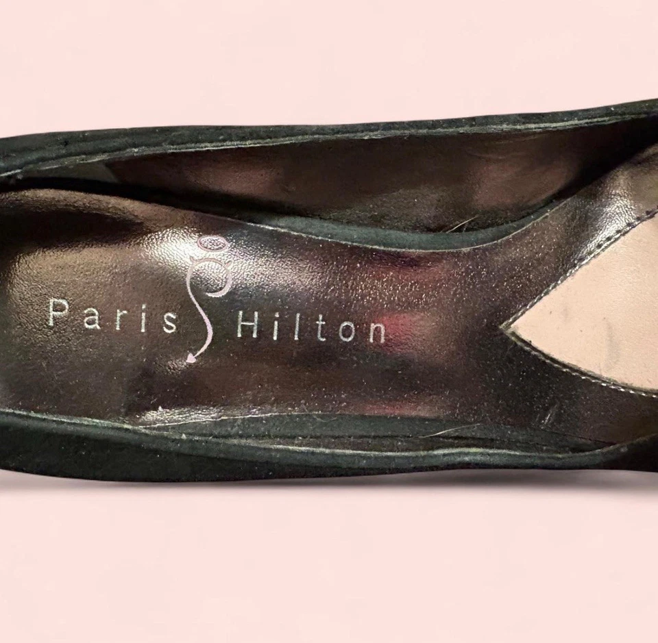 Paris Hilton Destiny Stiletto Pumps Heels, Size 5 1/2, Black With Pink Bottom - Image 4 of 4
