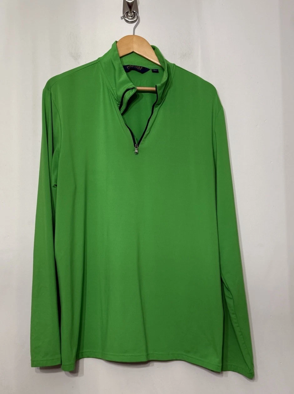 Polo Ralph Lauren Golf Lime Green Long Sleeve Performance 1/4 Zip Pullover Large