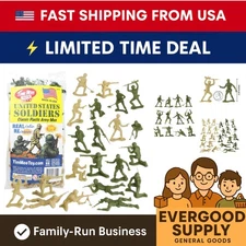 TimMee Classic Toy Soldiers - 100 Figure Set in Tan and Green, 2.1 inches Tall