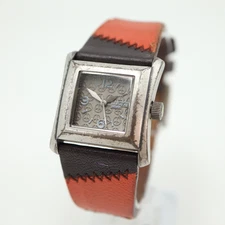 Lucky Brand Womens Watch 28mm Square Dial Multicolor Leather Stich Strap 16/1015