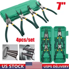 Portable 7" Internal External Retaining Clips Snap Ring Circlip Pliers 4pcs Set